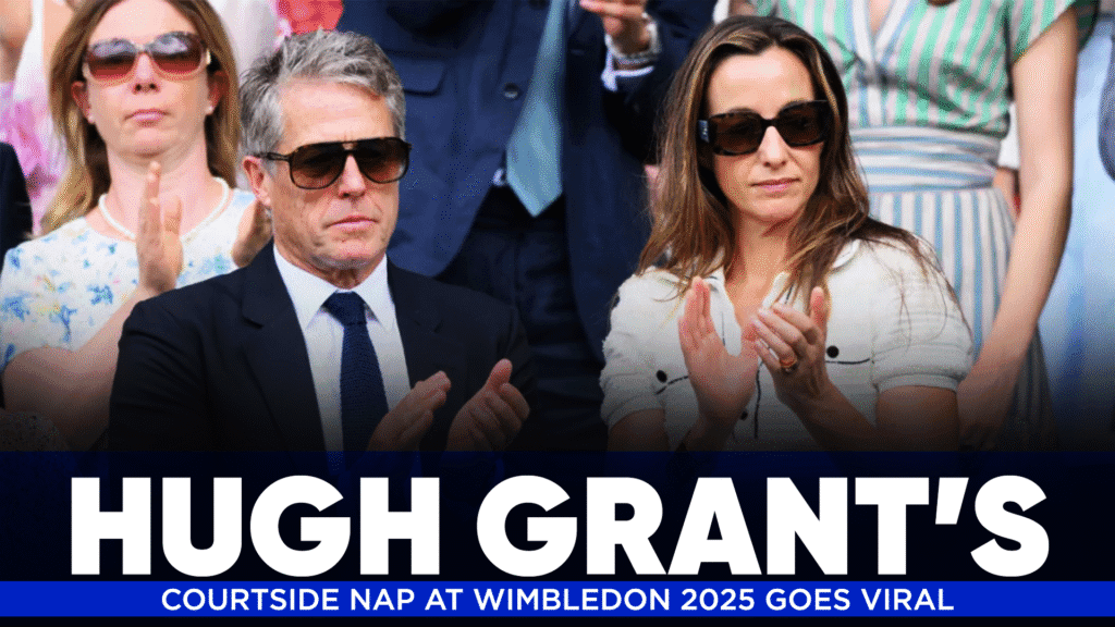 A sleepy moment from Hugh Grant at Wimbledon 2025