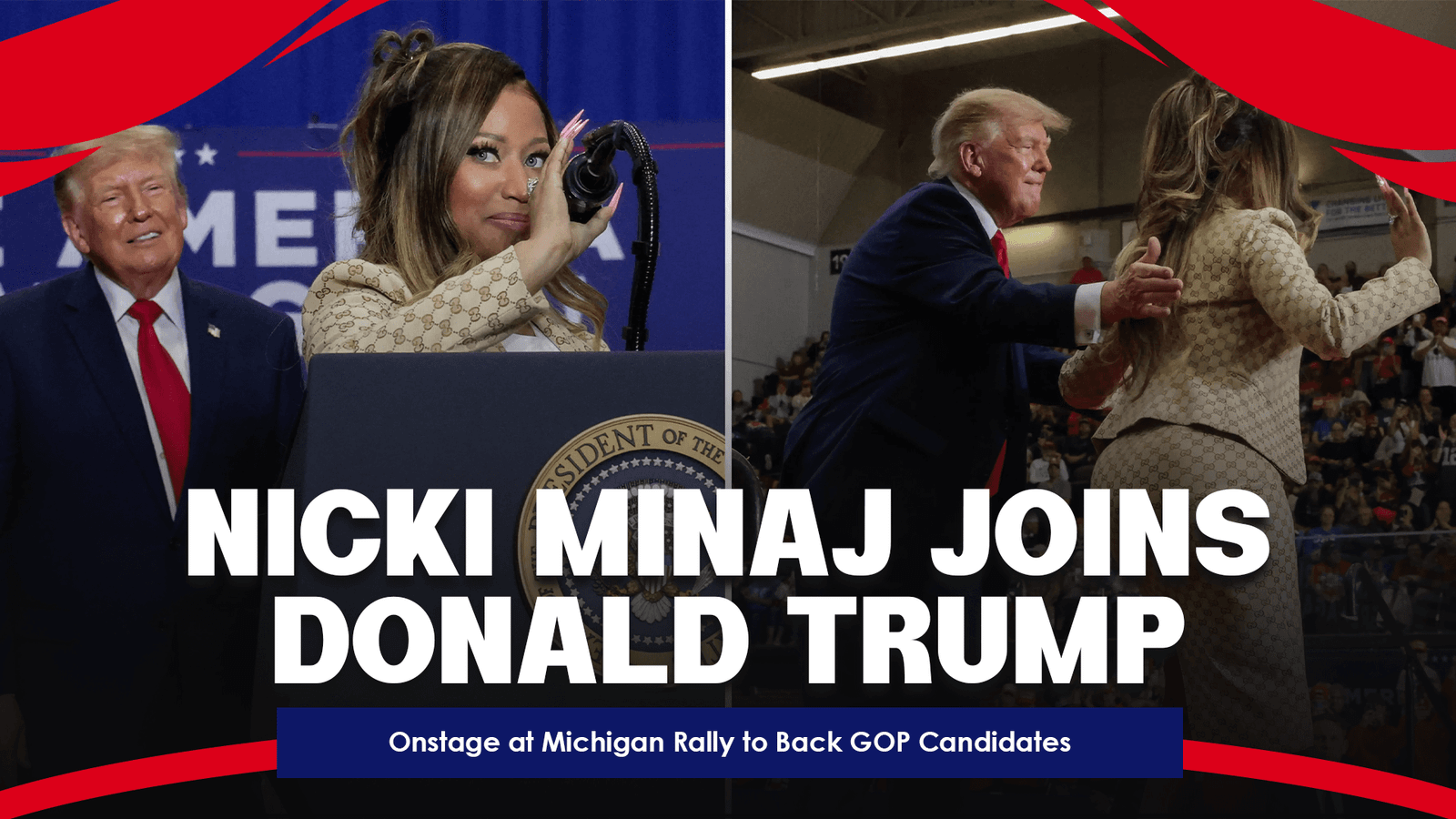 Nicki Minaj Joins Donald Trump Onstage at Michigan Rally to Back GOP Candidates